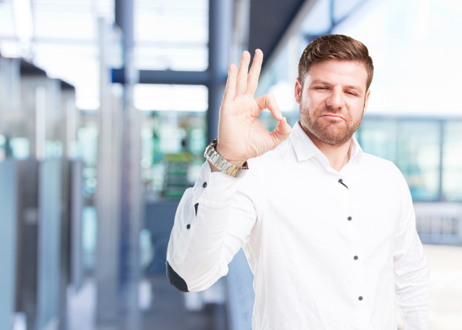 young businessman happy expression